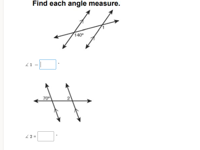 Find each angle measure.
140
41
70
2
42 =
