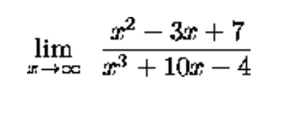 2 – 3r + 7
lim
3 + 10r – 4
