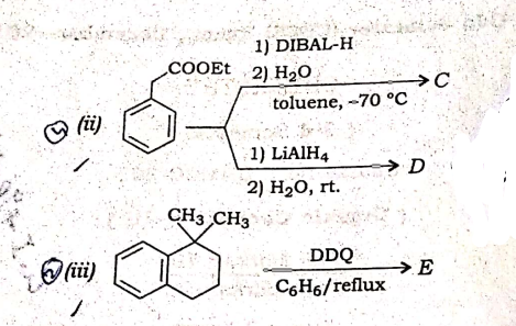 1) DIBAL-H
COOEt
2) Нао
toluene, -70 °C
(ü)
1) LİAIH4
→ D
2) H20, rt.
CH3 CH3
DDQ
O ii)
C6H6/reflux
