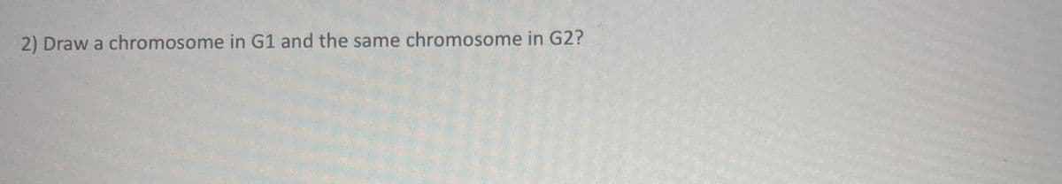 2) Draw a chromosome in G1 and the same chromosome in G2?