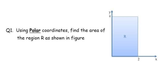 Q1. Using Polar coordinates, find the area of
the region R as shown in figure
R
2
