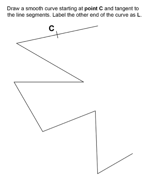 Draw a smooth curve starting at point C and tangent to
the line segments. Label the other end of the curve as L.
C