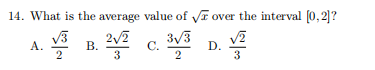 14. What is the average value of yI over the interval (0,2]?
A.
2
В.
3
3/3
C.
2
3
