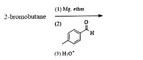 (1) Mg. ether
2-bromobutane
(2)
H.
(3) H;0*
