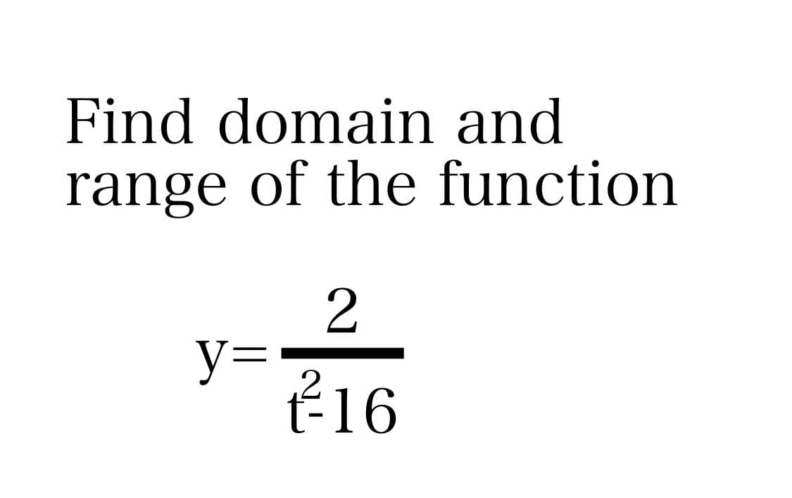 Find domain and
range of the function
y=
É16
||
