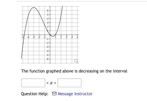 43 2
The function graphed above is decreasing on the interval
*in m
