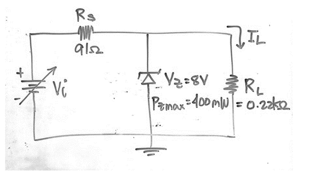 Rs
ג"א
912
A Vz=8V RL
Pamax=400mW =0.22k2
nox
