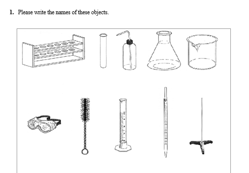 1. Please write the names of these objects.
| |
