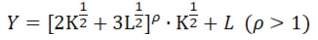 Y = [2K² + 3L¾] · K² + L (p > 1)