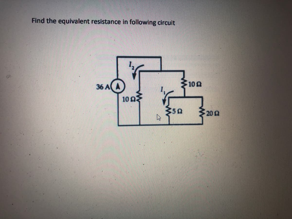 Find the equivalent resistance in following circuit
36 A
102
10 0
350
202
