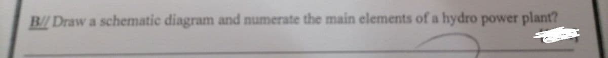 B// Draw a schematic diagram and numerate the main elements of a hydro power plant?