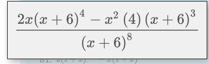 2x(x + 6)* – x² (4) (x + 6)°
(x + 6)°
