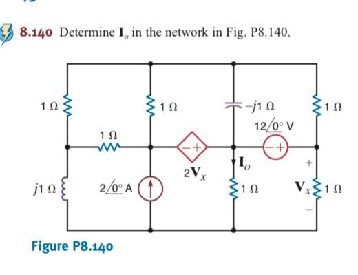 8.140 Determine I, in the network in Fig. P8.140.
ーj10
12/0° V
2V
jin
2/0° A
310
V310
Figure P8.140
