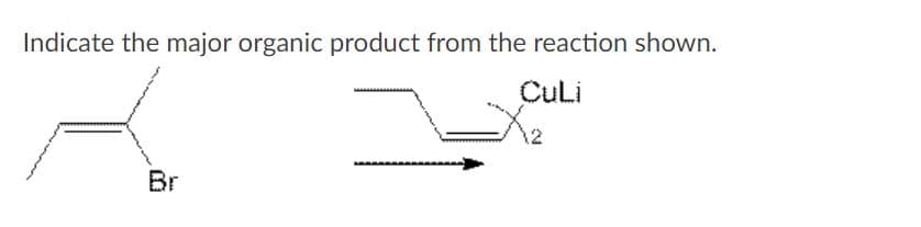 Indicate the major organic product from the reaction shown.
CuLi
Br

