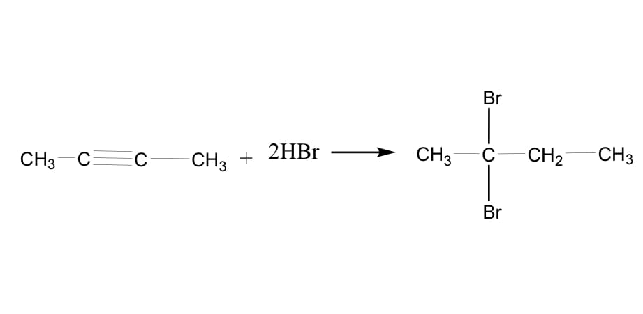 Br
CH3-CC
CH3 + 2HB1
CH3
C
CH2
CH3
Br
