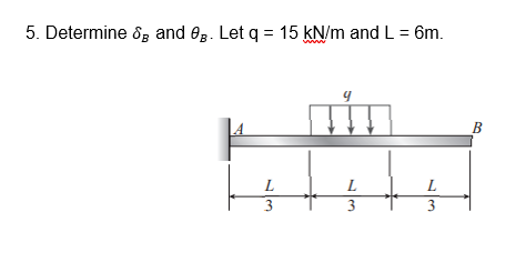 5. Determine 8g and 03. Let q = 15 kN/m and L = 6m.
LA
B
L
3
3
3
