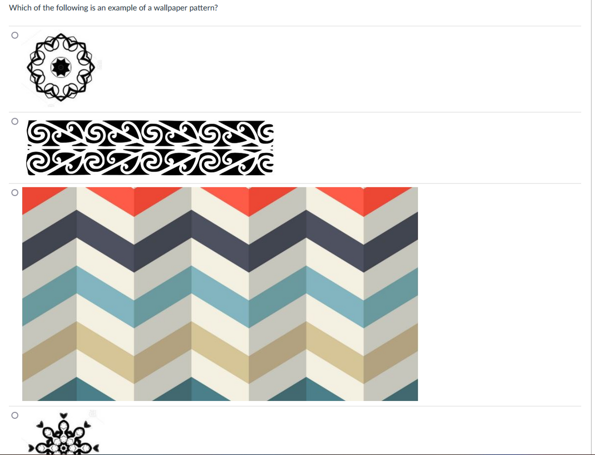 Which of the following is an example of a wallpaper pattern?
