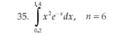 35. x'e *dx,
e *dx, n=6
0.2
