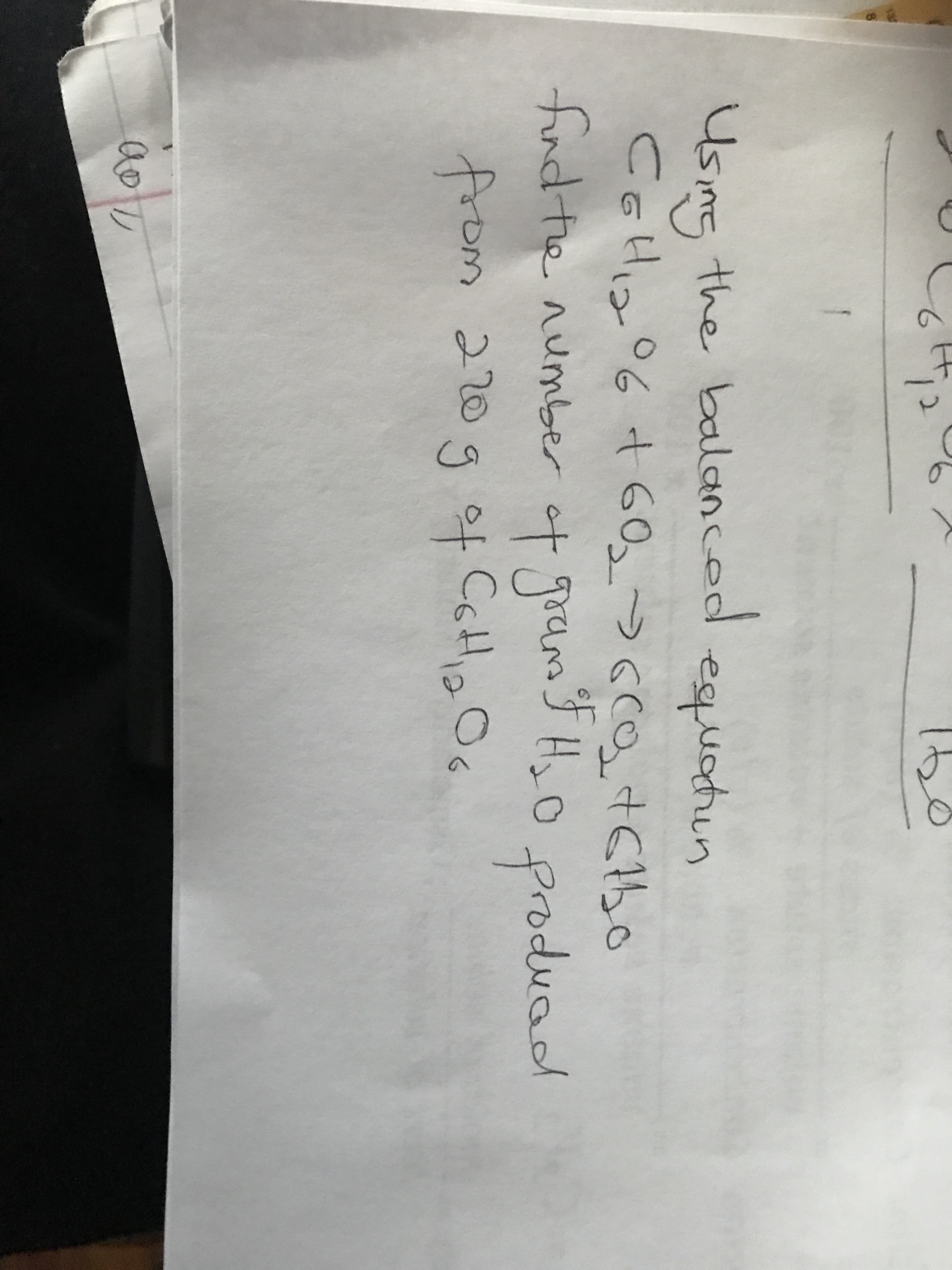 the balanced equatun
Using
06
+603
et gram3 Hy O produad
oF
findthe number
from 220g of Cate Oc
