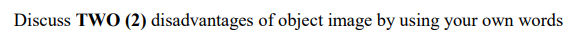 Discuss TWO (2) disadvantages of object image by using your own words
