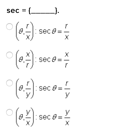 | sec e = ?
sec = { }.
sec e =
sec 8 =
sec e
y
y
sec e =
