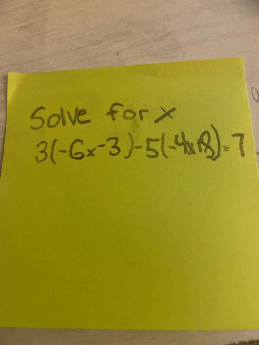 Solve for x
3(-Gx-3)-5(4h).7
