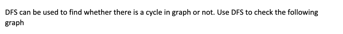 DFS can be used to find whether there is a cycle in graph or not. Use DFS to check the following
graph
