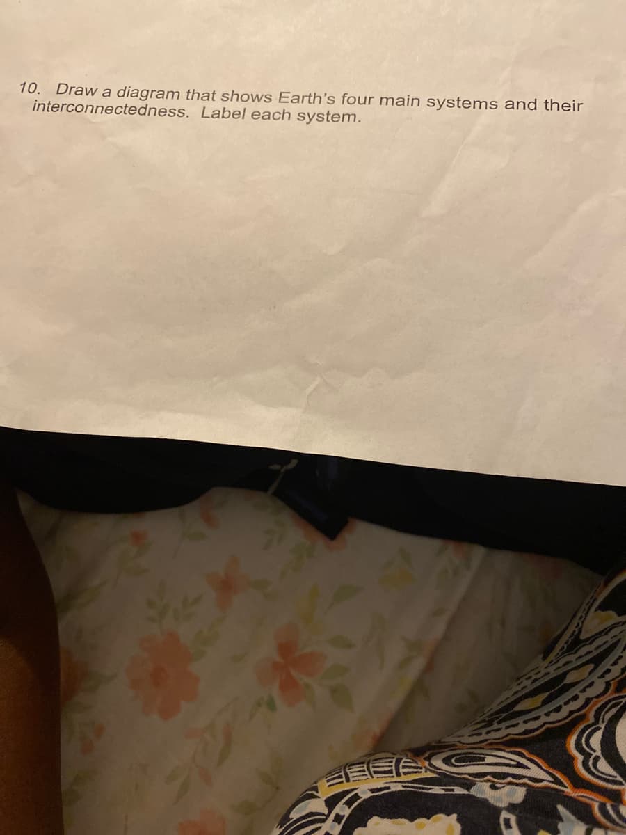 10. Draw a diagram that shows Earth's four main systems and their
interconnectedness. Label each system.
