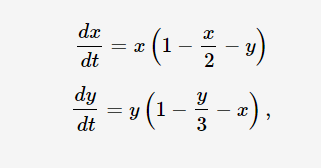 *--(1--)
dx
(1 -
dt
dy
= y
dt
y (1
3
=),
|
