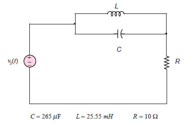 C= 265 µF
L= 25.55 mH
R = 10 2
