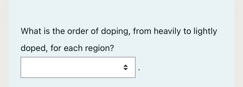What is the order of doping, from heavily to lightly
doped, for each region?

