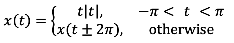 tl티,
x(t) = {x(t + 27),
-T < t < I
otherwise
