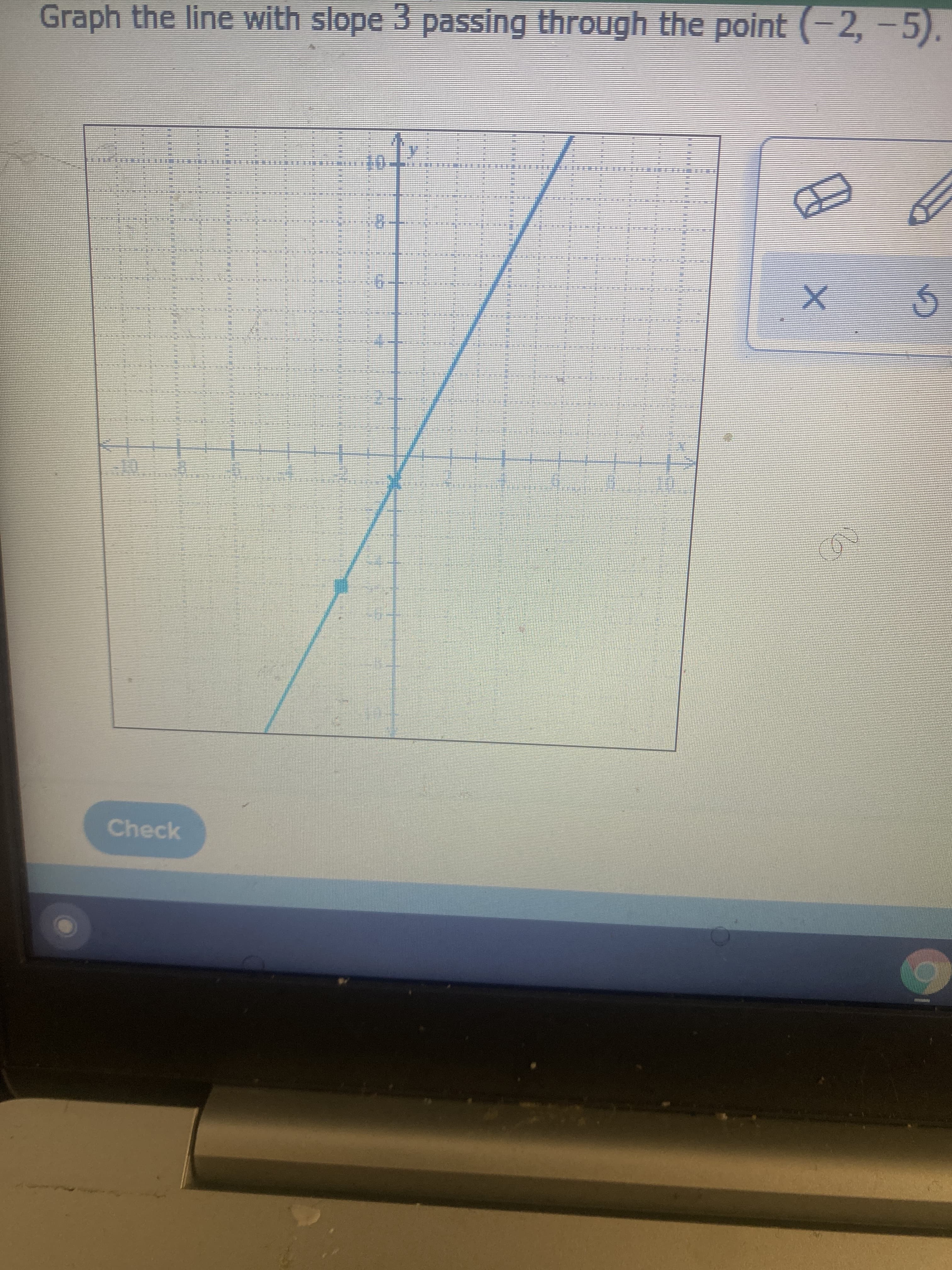 Graph the line with slope 3 passing through the point (-2,-5)
