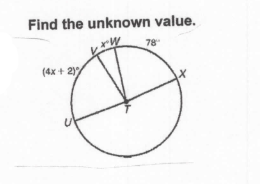 Find the unknown value.
78
(4x + 2)
