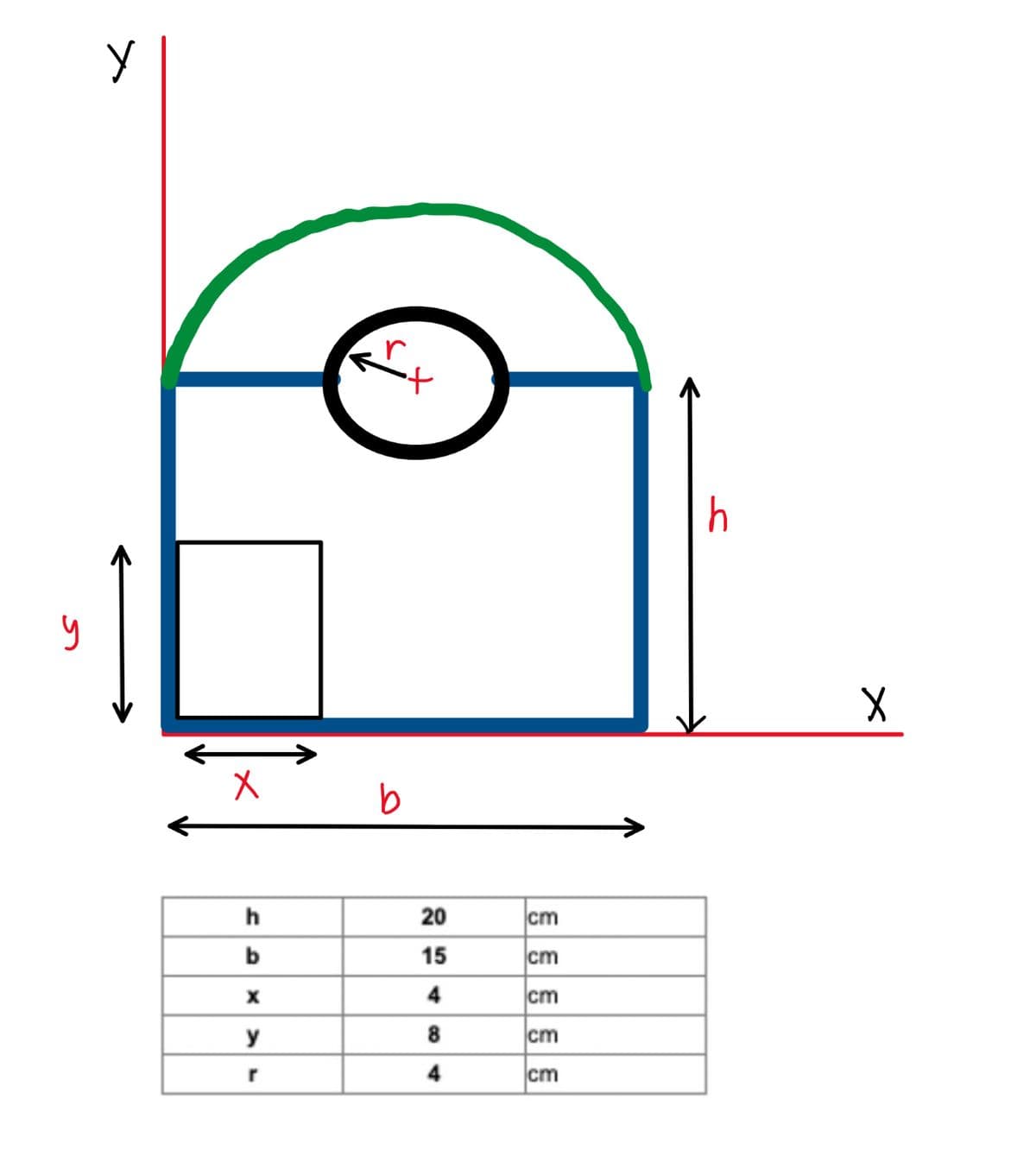 y
у
X
h
b
X
y
b
20
15
4
8
4
cm
cm
cm
cm
cm
h
X