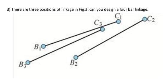 3) There are three positions of linkage in Fig.3, can you design a four bar linkage.
C3
B
B2
