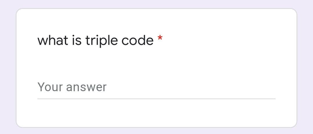 what is triple code *
Your answer

