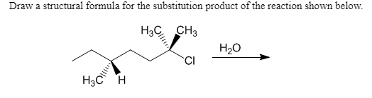 Draw a structural formula for the substitution product of the reaction shown below
Hас. ҫнз
Нао
Hас н

