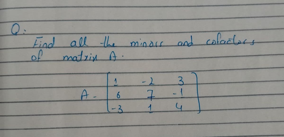 0.
the r and cofartort
matrin A.
mindir
of
3.
-1
-2
A.
6.
7.
-3.
1
