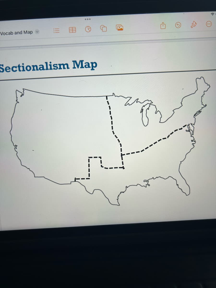 Vocab and Map
Sectionalism Map
