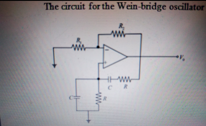 The circuit for the Wein-bridge oscillator
R,
V.
