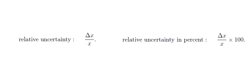 Ar
Ar
relative uncertainty :
relative uncertainty in percent :
х 100.
