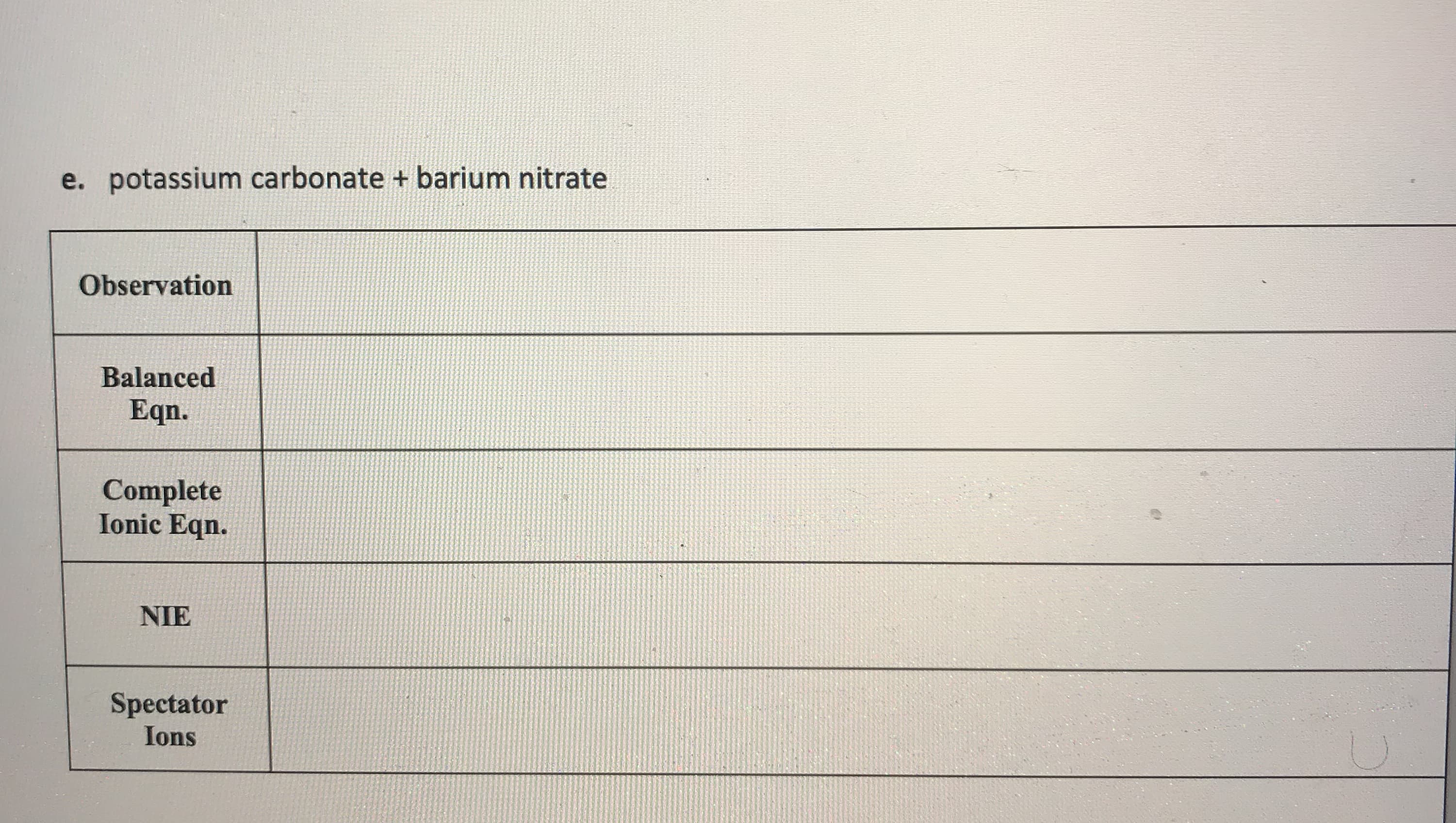 . potassium carbonate + barium nitrate
