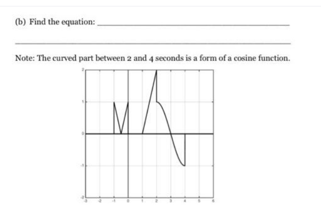 (b) Find the equation:
Note: The curved part between 2 and 4 seconds is a form of a cosine function.
