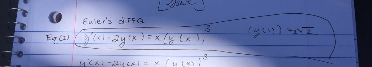 Euler's diffQ
3.
Eq (2) y (x)-2y (x ) =x(y (x ))
%3D
