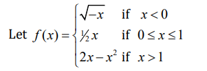 √√√x if x<0
Let f(x)=₂x
if 0≤x≤1
2x-x² if x>1