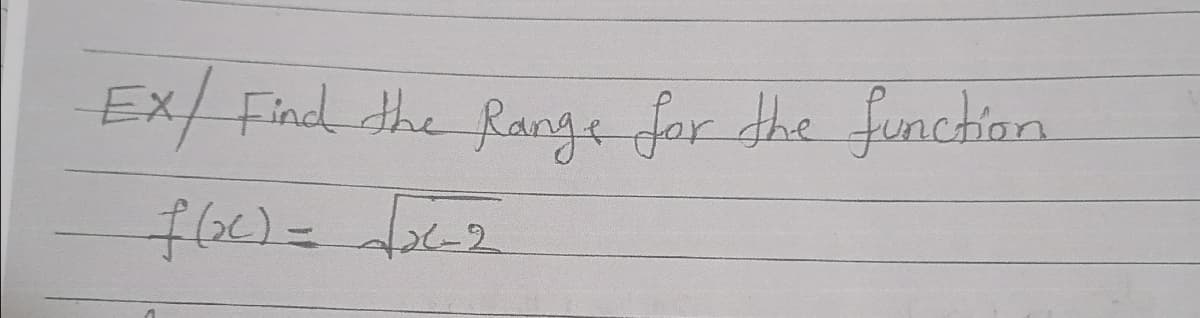 Ex/ Find the Range for dhe funchian
-2
