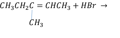 CH3CH₂C=CHCH3 + HBr →
CH3