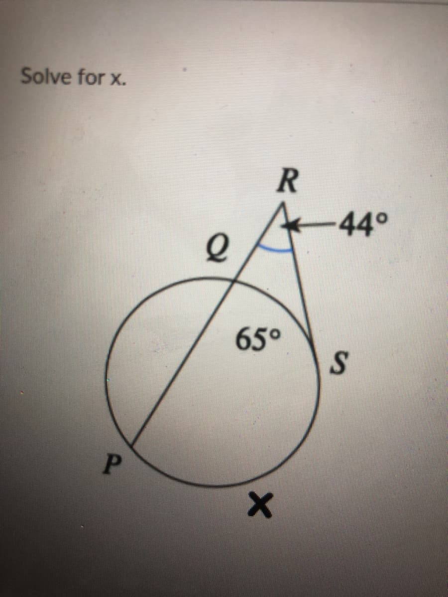 Solve for x.
44°
65°
