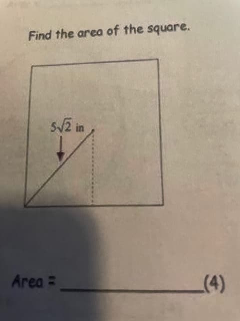 Find the area of the square.
S/2 in
